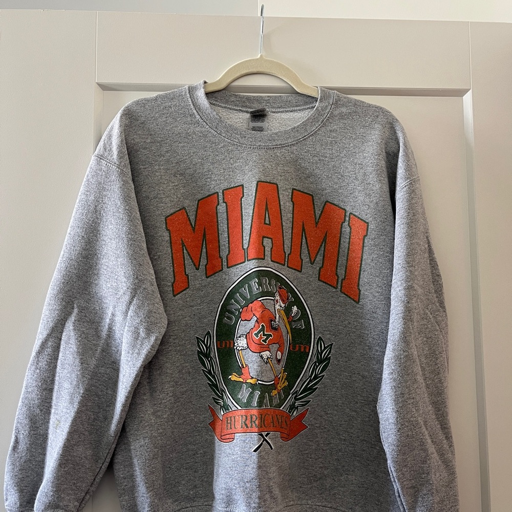 Gray University of Miami Crew Neck